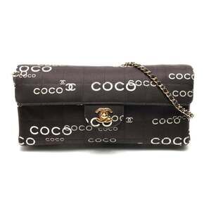 CHANEL East West Chocolate Bar Canvas Shoulder Bag, Black, WS25369